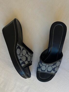 Coach Vintage Signature Canvas Wedge Sandal